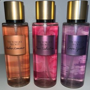 Victoria’s Secret Love Spell, Pure Seduction and Amber Romance Body Mist Set